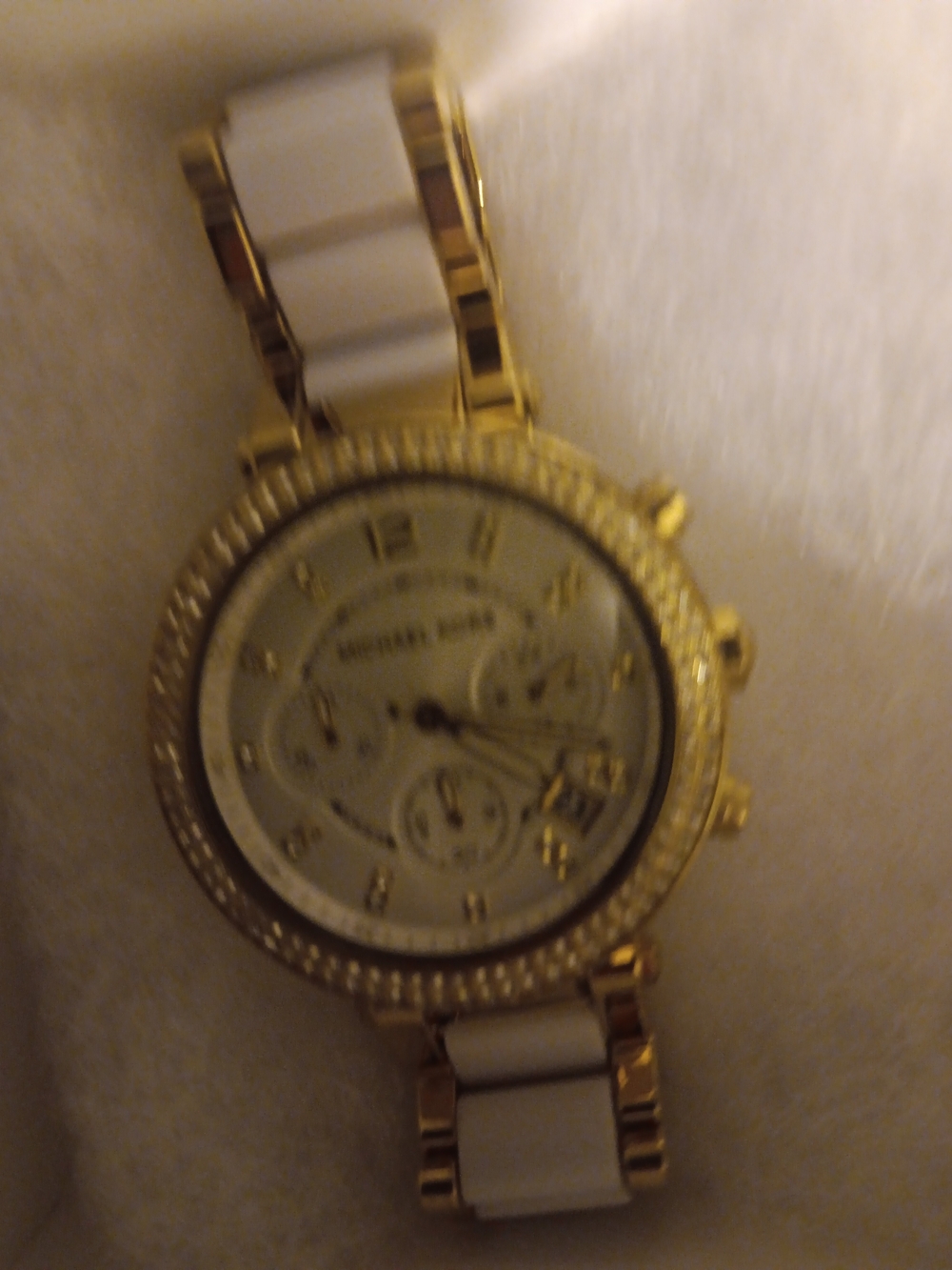 Michael Kors Gold and White Ceramic-Link Women's Chronograph